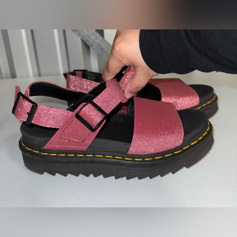 Dr. Martens Pink Glitter Platform Sandals - Picture 2 of 9